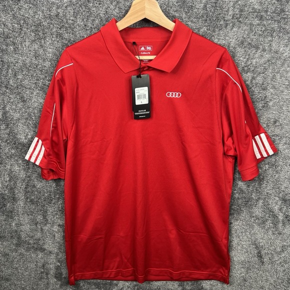 Audi Polo Shirt Adidas Red Men's Size Large NEW NWT Climalite Performance - Picture 1 of 10